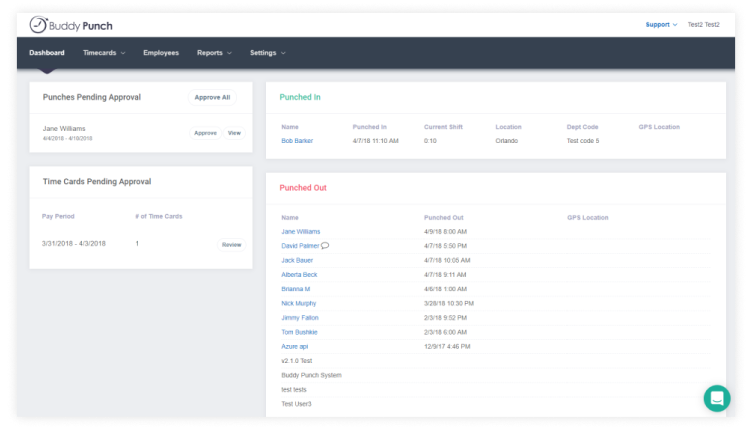 A screenshot of the Buddy Punch time tracking program