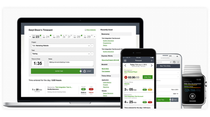 Screenshot of Tick time recording app